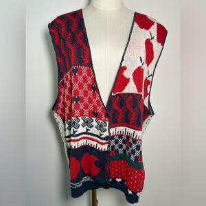 VTG 80s CABIN CREEK oversized Apple Knit Sweater Vest
